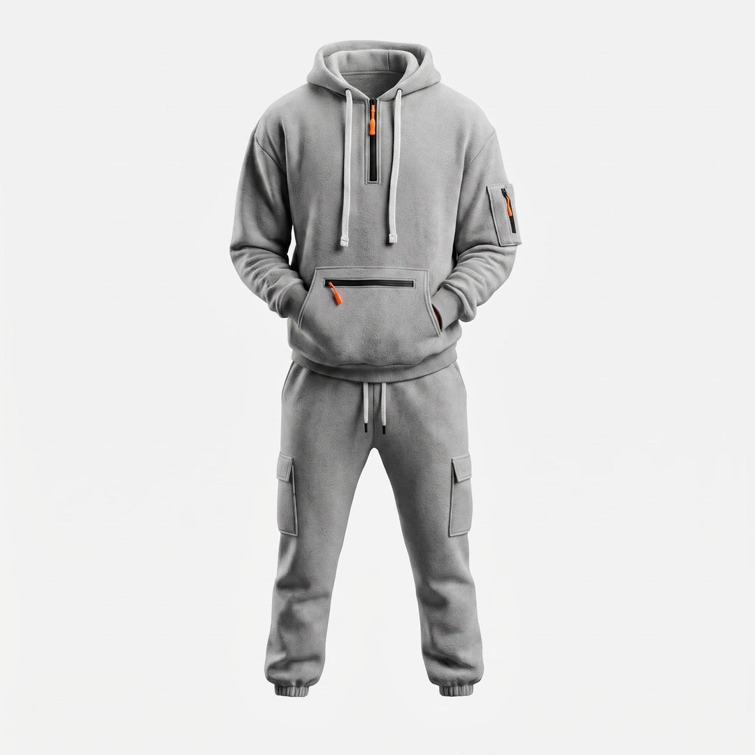 Tracksuit Set Mens Half Zip Hoodie Cargo Joggers Two Piece Drawstring Relaxed Fit - image 9