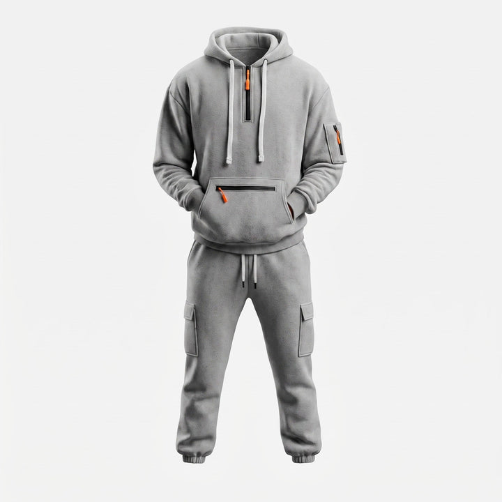Tracksuit Set Mens Half Zip Hoodie Cargo Joggers Two Piece Drawstring Relaxed Fit - image 9