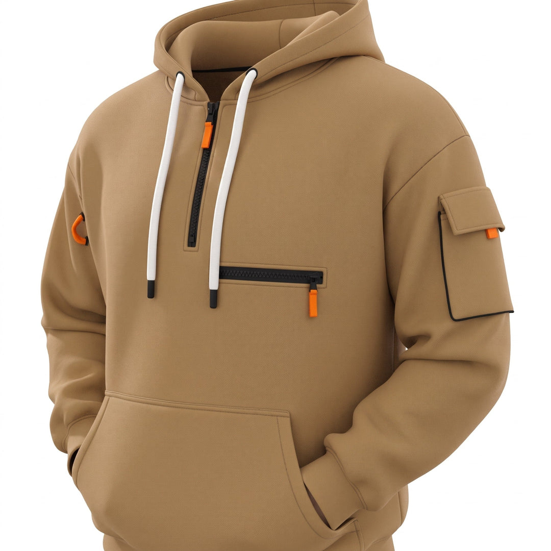 Tracksuit Set Mens Half Zip Hoodie Cargo Joggers Two Piece Drawstring Relaxed Fit - image 5