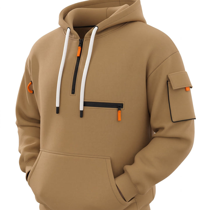 Tracksuit Set Mens Half Zip Hoodie Cargo Joggers Two Piece Drawstring Relaxed Fit - image 5