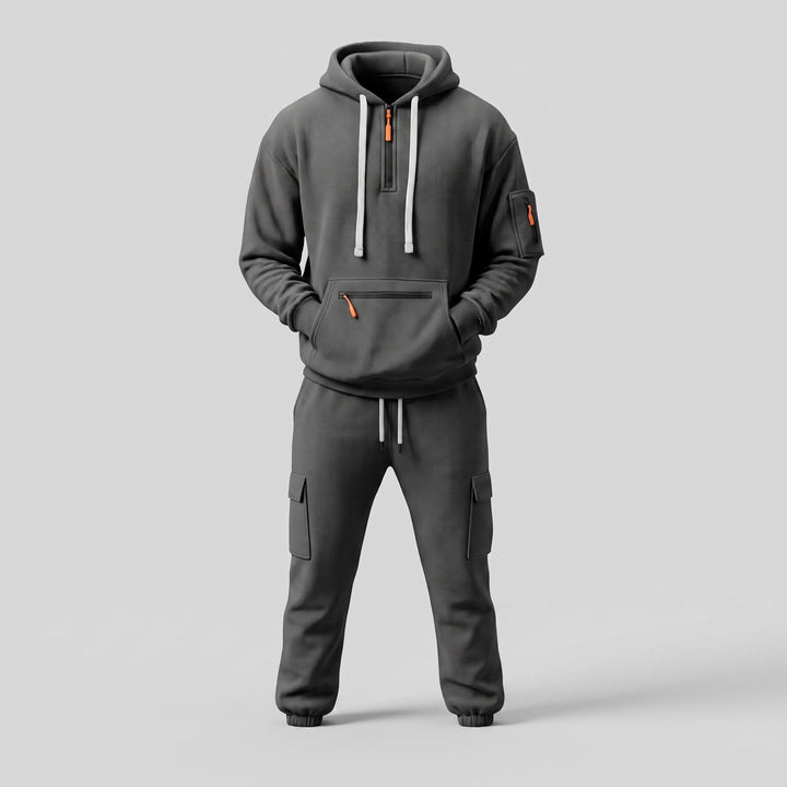 Tracksuit Set Mens Half Zip Hoodie Cargo Joggers Two Piece Drawstring Relaxed Fit - image 10