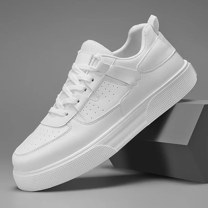 Court Trainers Mens Lace Up Leather Look Perforated Panel Chunky Sole Lightweight Casual - image 1