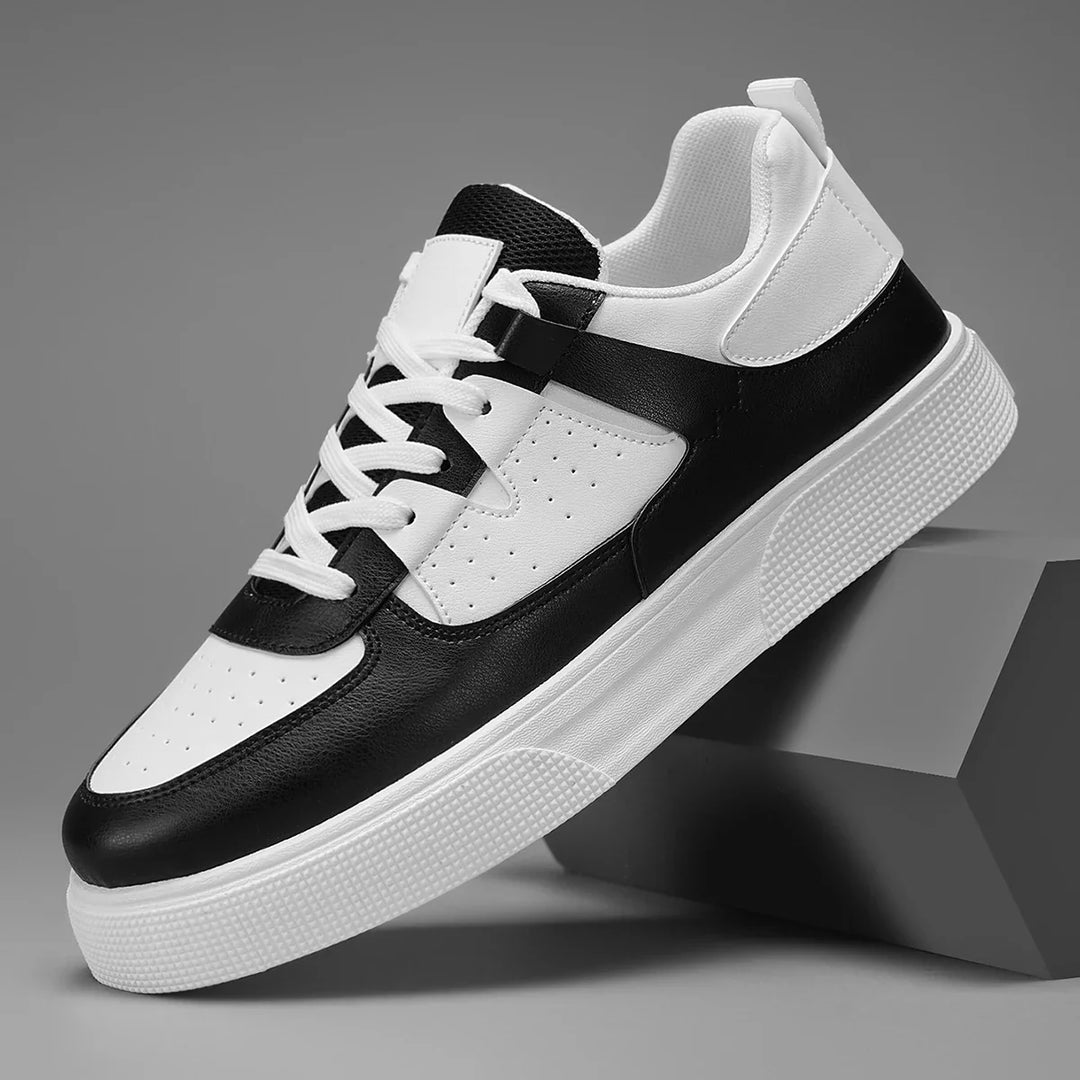 Court Trainers Mens Lace Up Leather Look Perforated Panel Chunky Sole Lightweight Casual - image 2
