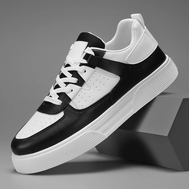 Court Trainers Mens Lace Up Leather Look Perforated Panel Chunky Sole Lightweight Casual - image 2