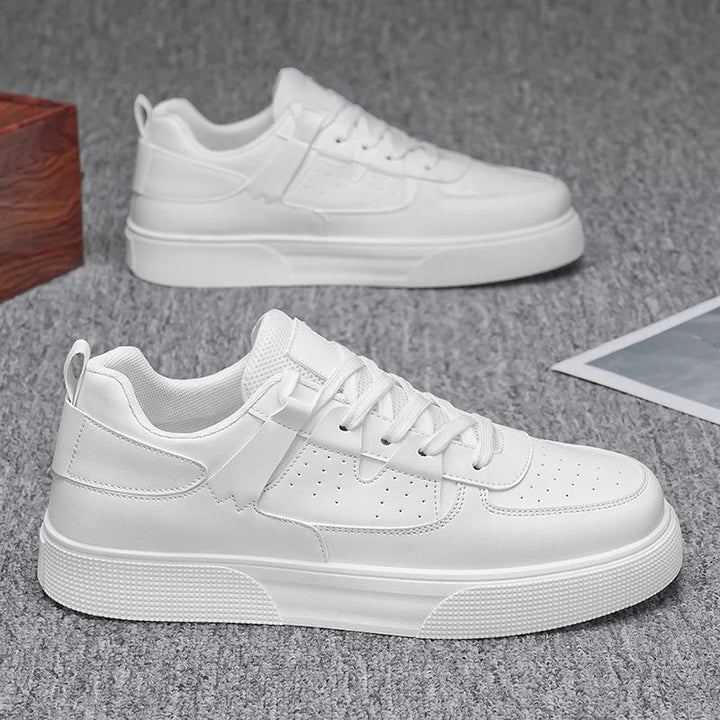 Court Trainers Mens Lace Up Leather Look Perforated Panel Chunky Sole Lightweight Casual - image 3