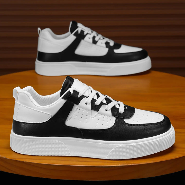 Court Trainers Mens Lace Up Leather Look Perforated Panel Chunky Sole Lightweight Casual - image 6