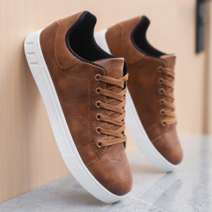 Low Top Trainers Mens Faux Leather Lace Up Cushioned Insole Cupsole Smart Casual - image 3