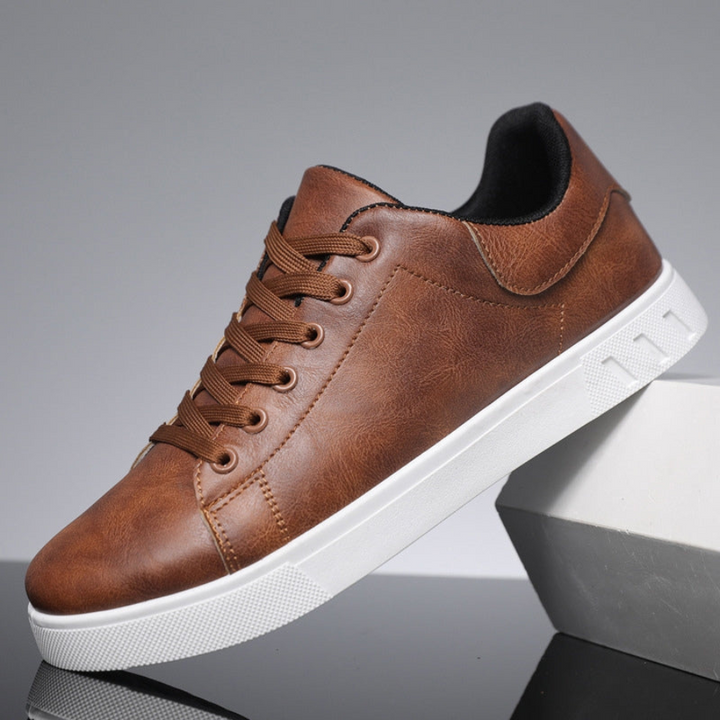 Low Top Trainers Mens Faux Leather Lace Up Cushioned Insole Cupsole Smart Casual - image 4