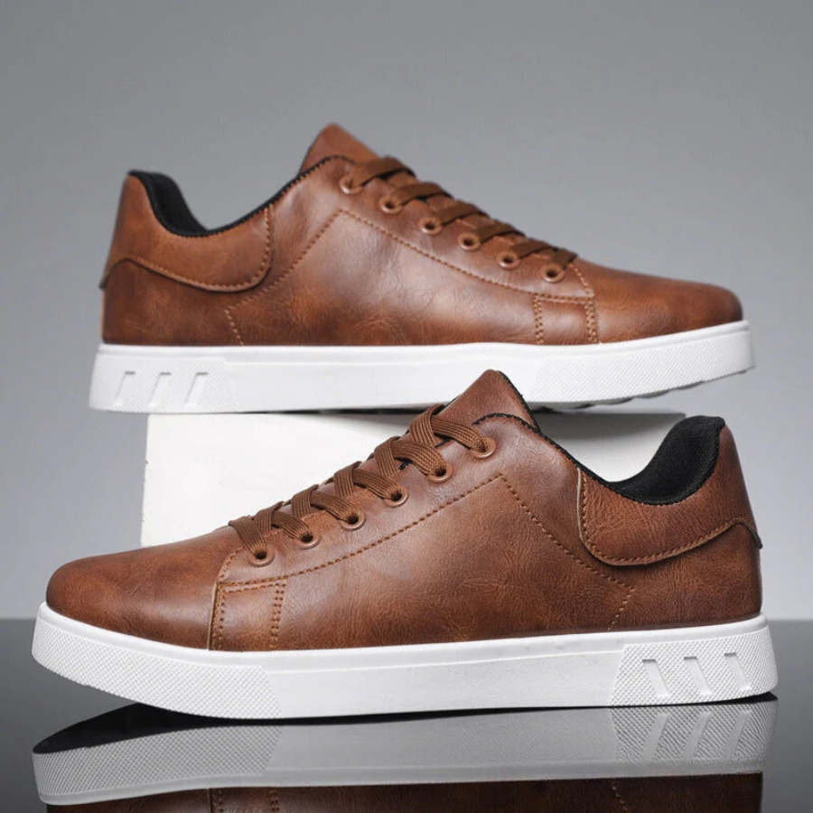 Low Top Trainers Mens Faux Leather Lace Up Cushioned Insole Cupsole Smart Casual - image 5