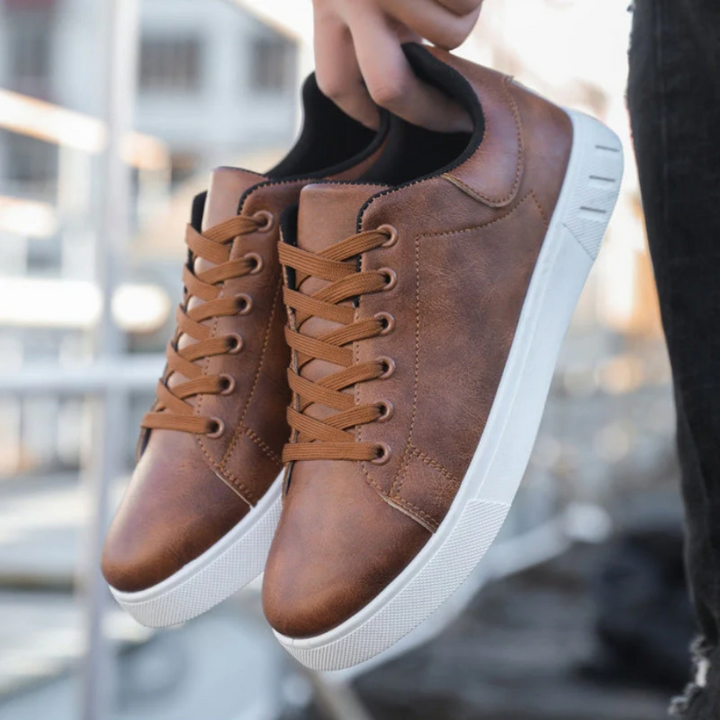 Low Top Trainers Mens Faux Leather Lace Up Cushioned Insole Cupsole Smart Casual - image 6