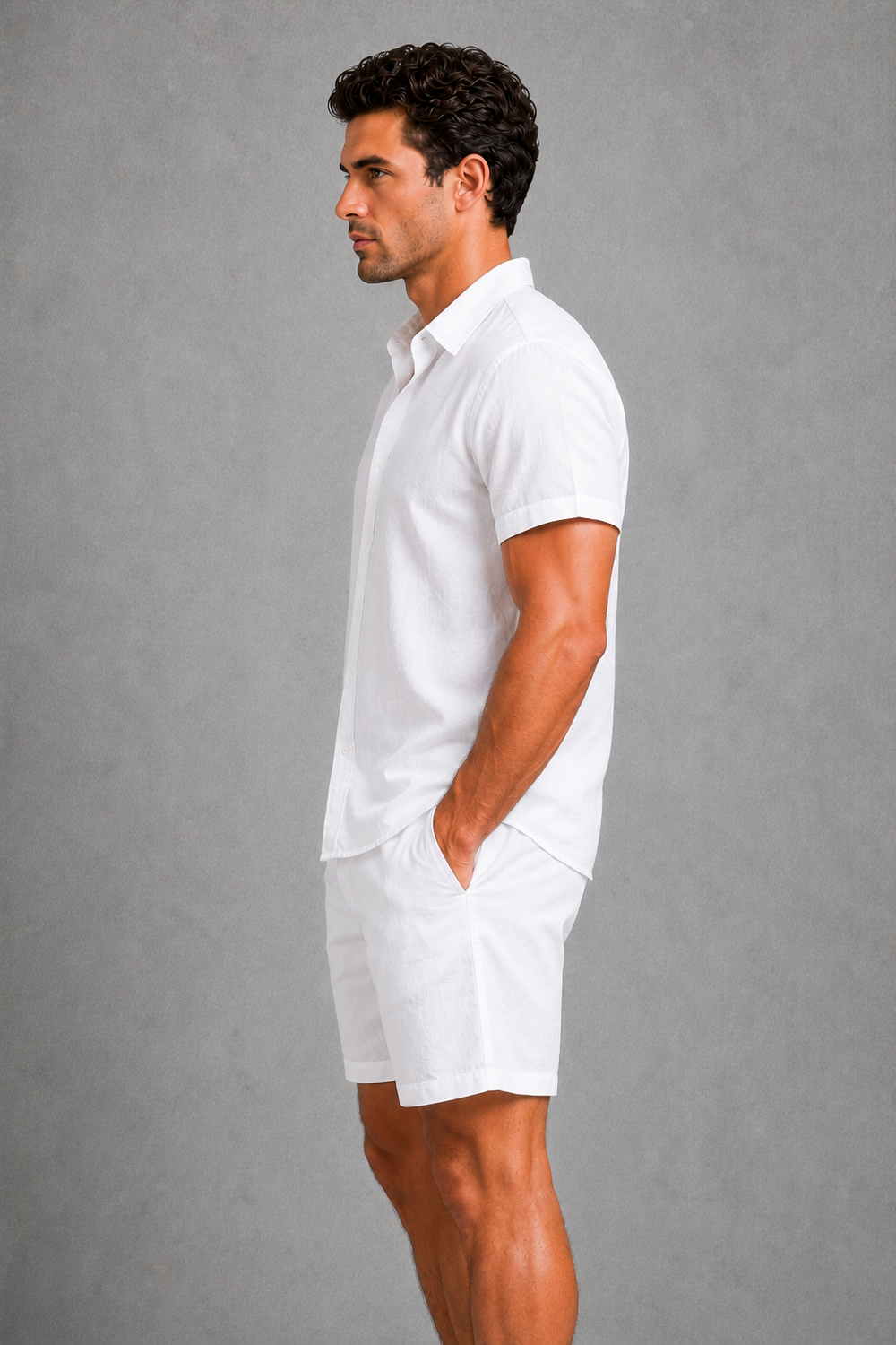 Co Ord Set Mens Linen Look Short Sleeve Shirt Shorts Two Piece Holiday Resort - image 2