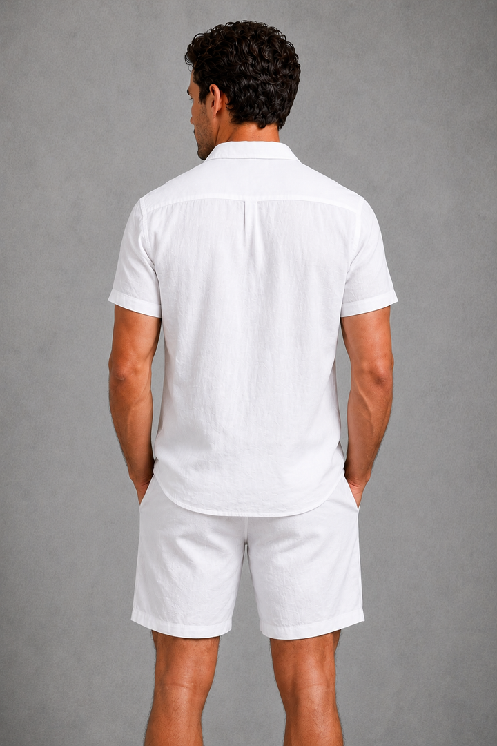 Co Ord Set Mens Linen Look Short Sleeve Shirt Shorts Two Piece Holiday Resort - image 3