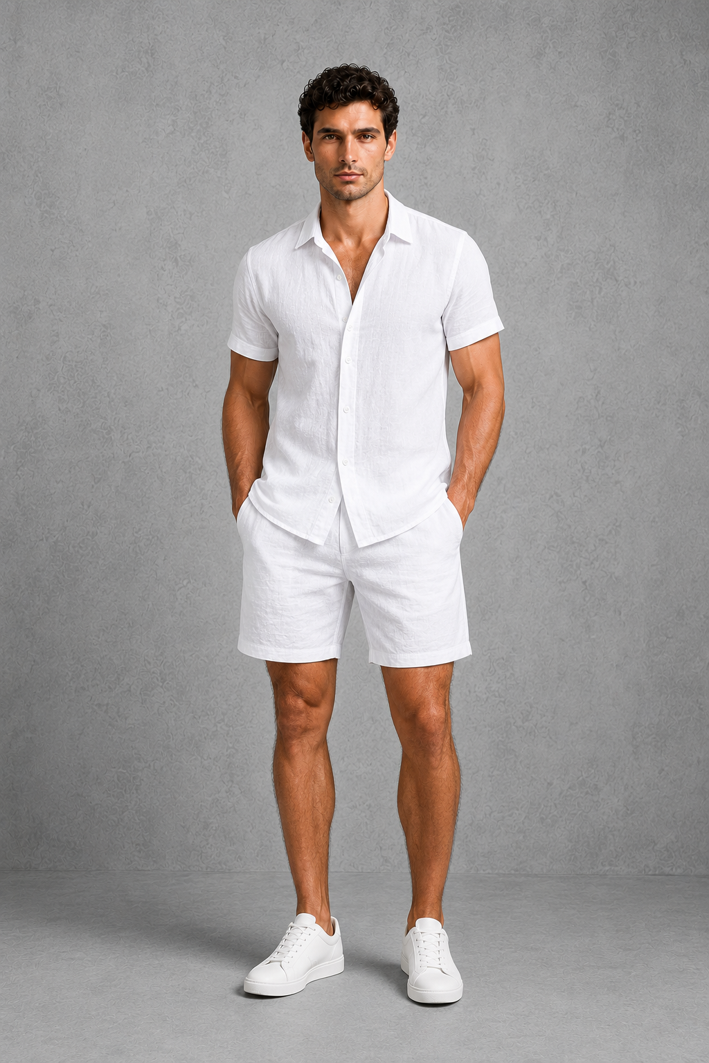 Co Ord Set Mens Linen Look Short Sleeve Shirt Shorts Two Piece Holiday Resort - image 4