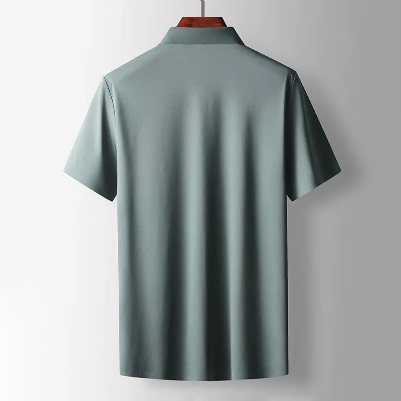 Party Shirt Mens Short Sleeve Satin Feel Smooth Lightweight Regular Fit Point Collar Holiday - image 3