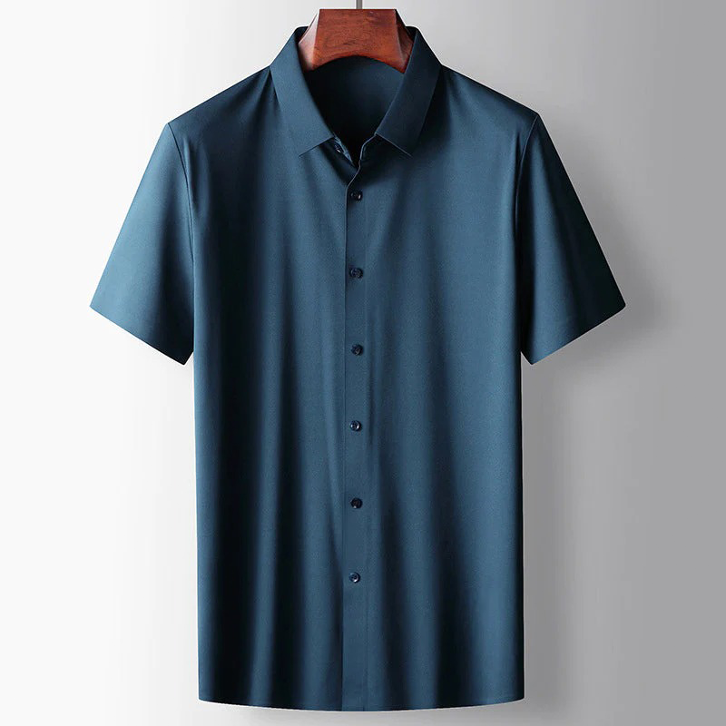 Party Shirt Mens Short Sleeve Satin Feel Smooth Lightweight Regular Fit Point Collar Holiday - image 5