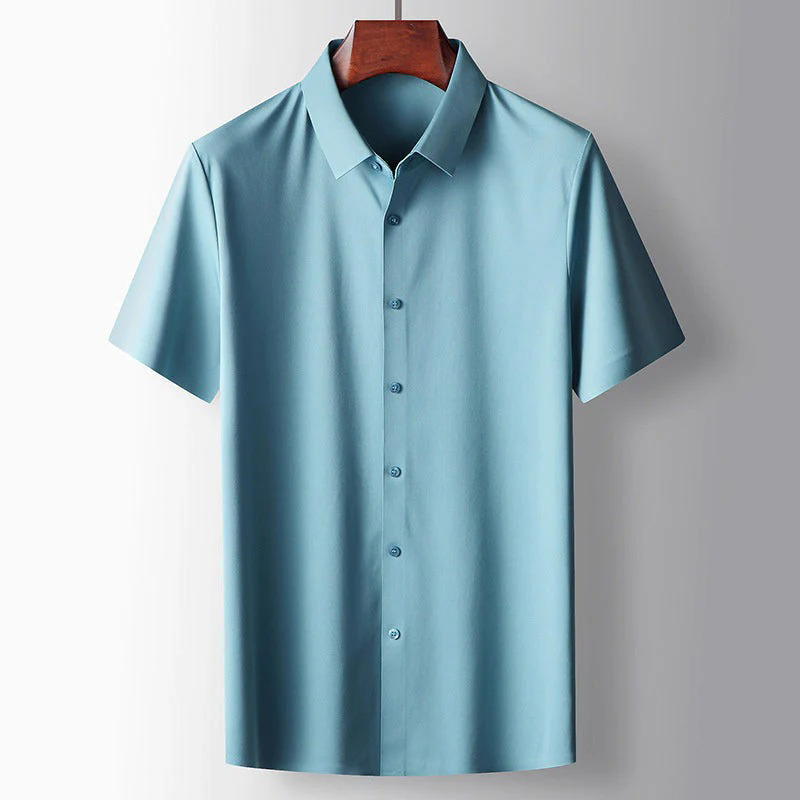 Party Shirt Mens Short Sleeve Satin Feel Smooth Lightweight Regular Fit Point Collar Holiday - image 6