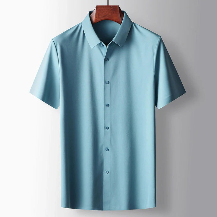 Party Shirt Mens Short Sleeve Satin Feel Smooth Lightweight Regular Fit Point Collar Holiday - image 6