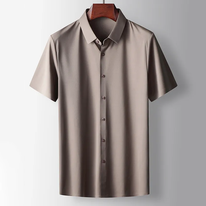Party Shirt Mens Short Sleeve Satin Feel Smooth Lightweight Regular Fit Point Collar Holiday - image 7