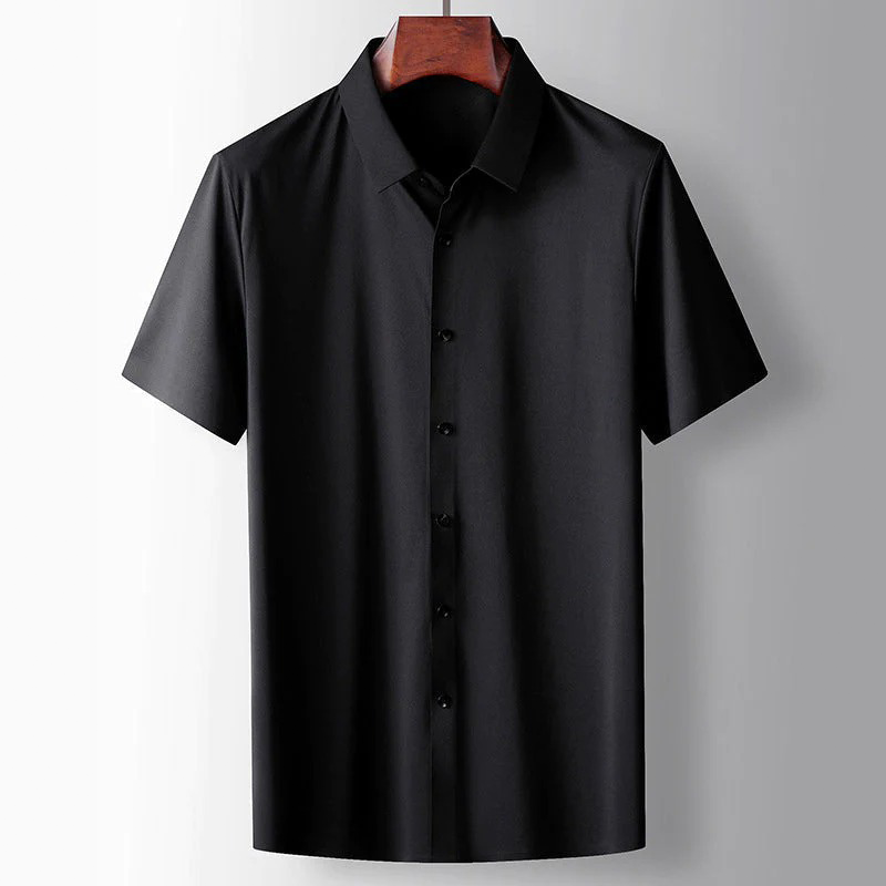 Party Shirt Mens Short Sleeve Satin Feel Smooth Lightweight Regular Fit Point Collar Holiday - image 8