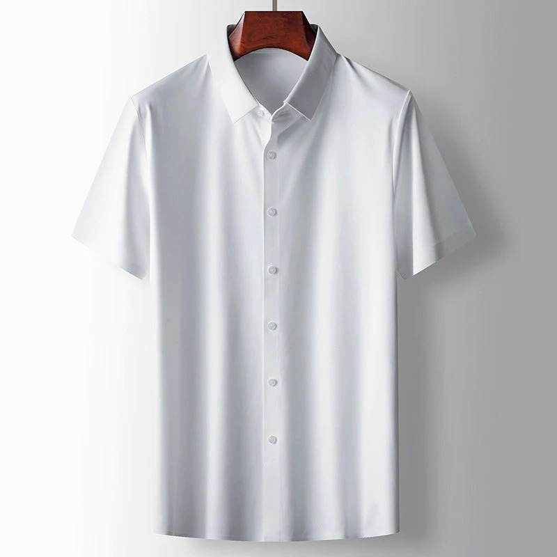 Party Shirt Mens Short Sleeve Satin Feel Smooth Lightweight Regular Fit Point Collar Holiday - image 9