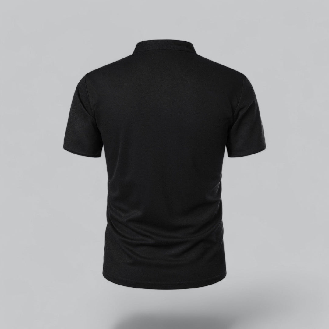 Polo Shirt Mens Grandad Collar Short Sleeve Contrast Piping Tailored Fit Layering - image 12