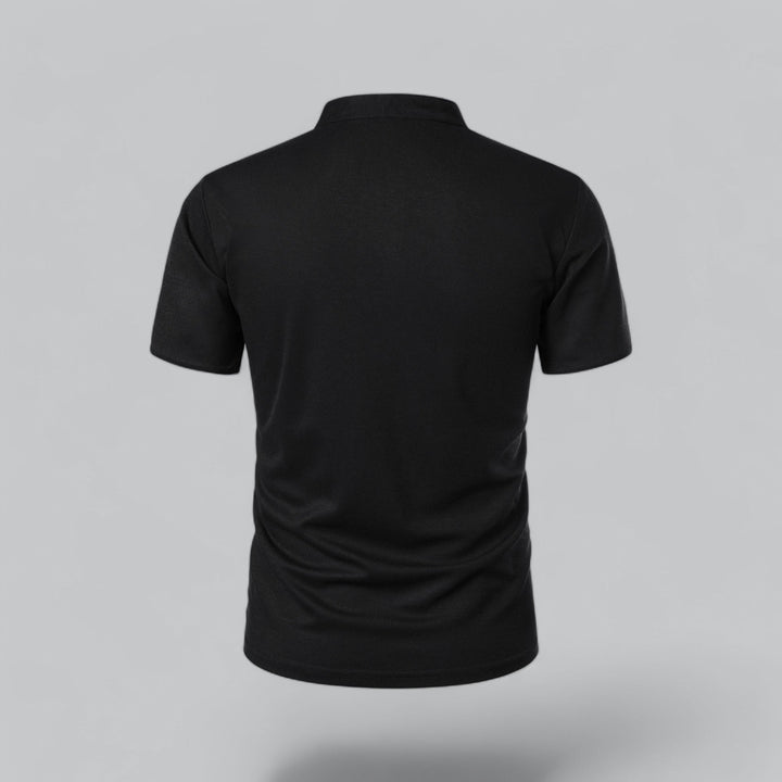 Polo Shirt Mens Grandad Collar Short Sleeve Contrast Piping Tailored Fit Layering - image 12