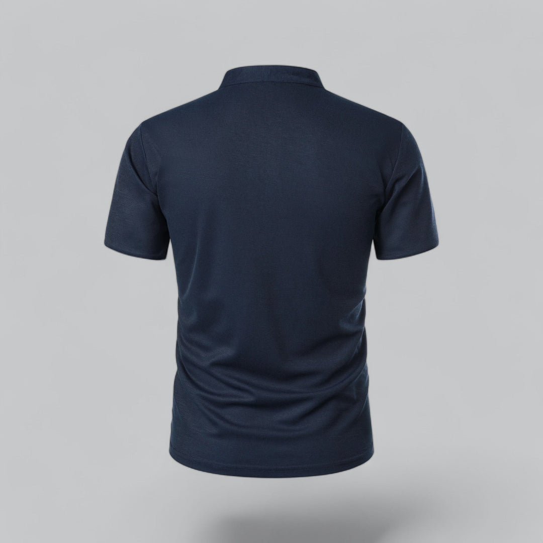 Polo Shirt Mens Grandad Collar Short Sleeve Contrast Piping Tailored Fit Layering - image 15