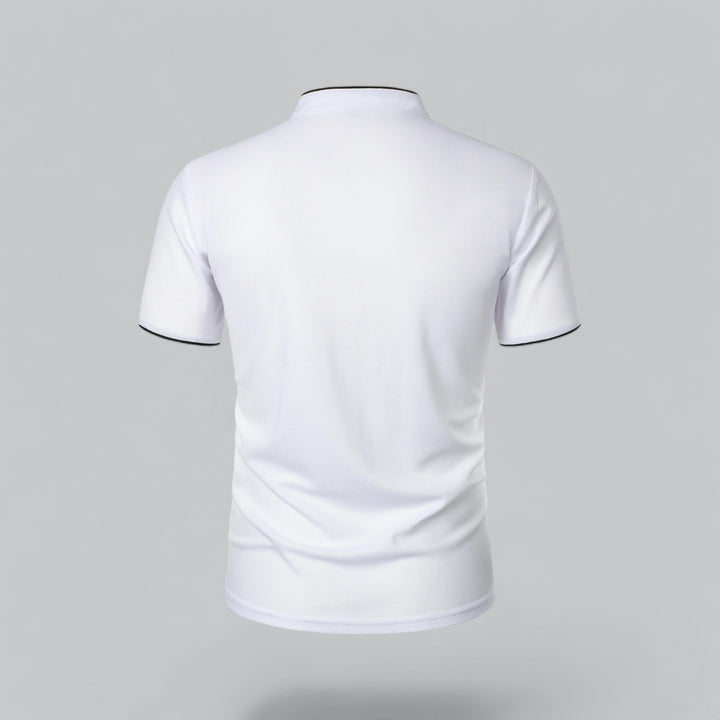 Polo Shirt Mens Grandad Collar Short Sleeve Contrast Piping Tailored Fit Layering - image 18