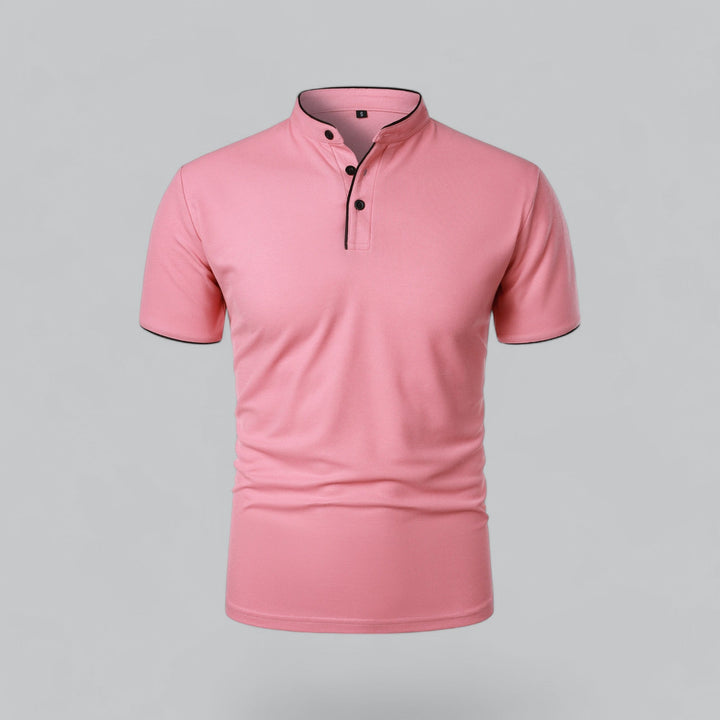 Polo Shirt Mens Grandad Collar Short Sleeve Contrast Piping Tailored Fit Layering - image 20