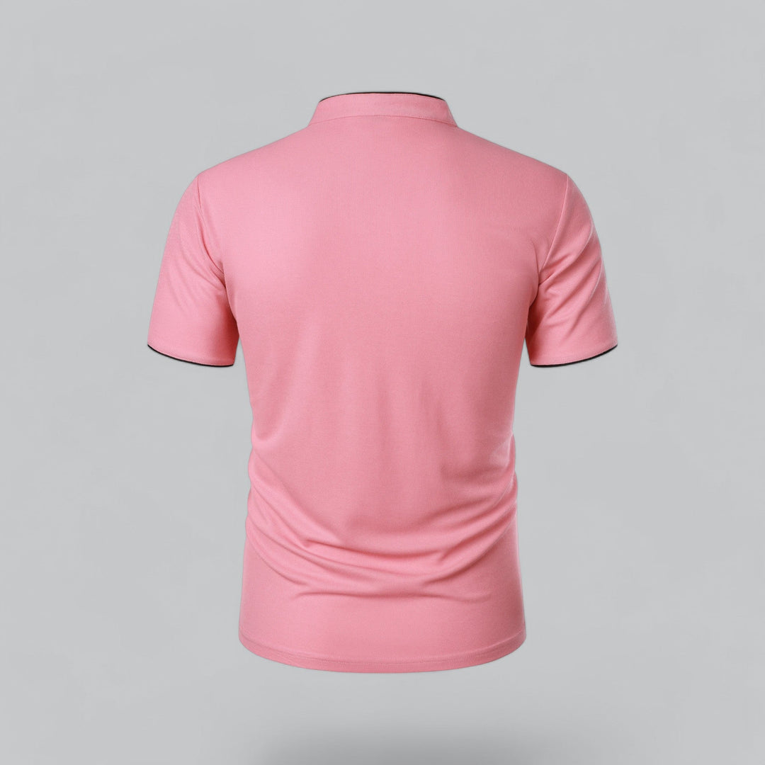 Polo Shirt Mens Grandad Collar Short Sleeve Contrast Piping Tailored Fit Layering - image 21