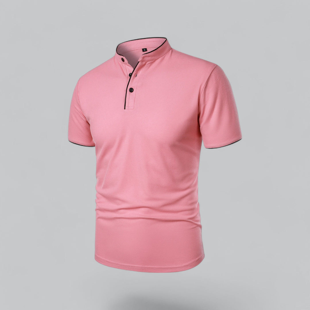 Polo Shirt Mens Grandad Collar Short Sleeve Contrast Piping Tailored Fit Layering - image 22