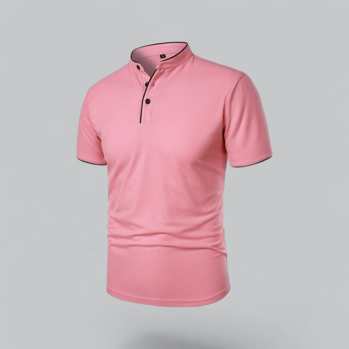 Polo Shirt Mens Grandad Collar Short Sleeve Contrast Piping Tailored Fit Layering - image 22