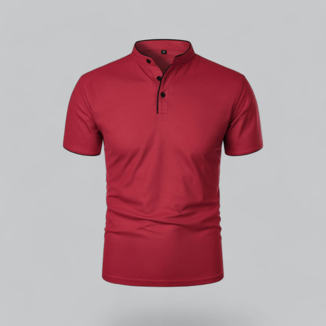 Polo Shirt Mens Grandad Collar Short Sleeve Contrast Piping Tailored Fit Layering - image 26