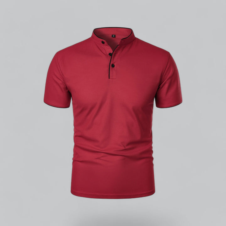 Polo Shirt Mens Grandad Collar Short Sleeve Contrast Piping Tailored Fit Layering - image 26