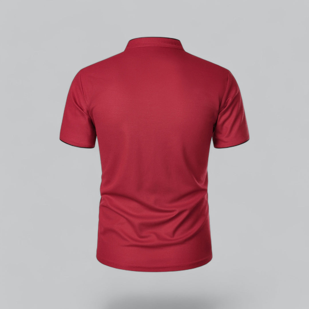 Polo Shirt Mens Grandad Collar Short Sleeve Contrast Piping Tailored Fit Layering - image 27