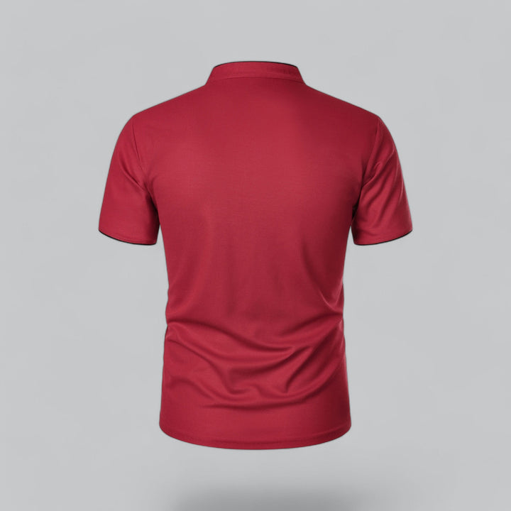 Polo Shirt Mens Grandad Collar Short Sleeve Contrast Piping Tailored Fit Layering - image 27