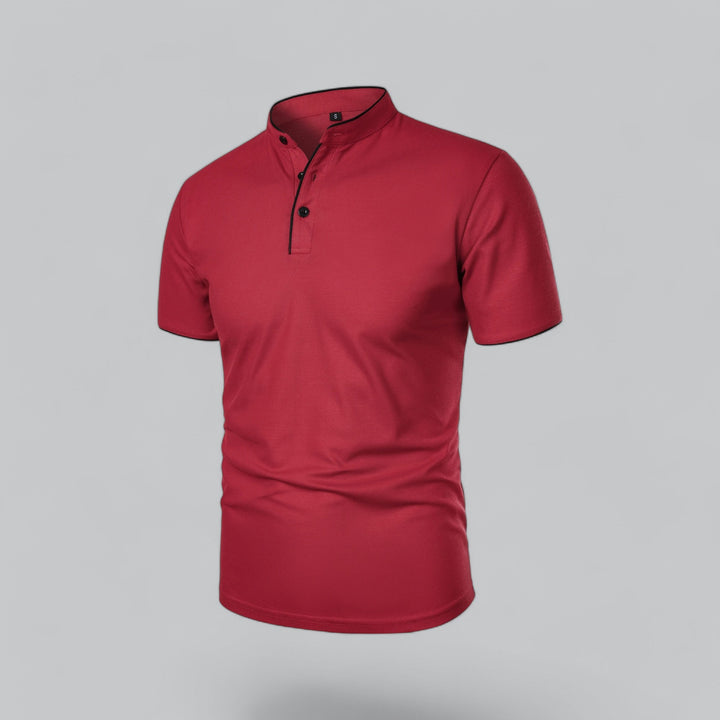 Polo Shirt Mens Grandad Collar Short Sleeve Contrast Piping Tailored Fit Layering - image 28