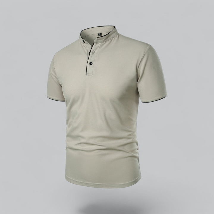 Polo Shirt Mens Grandad Collar Short Sleeve Contrast Piping Tailored Fit Layering - image 7