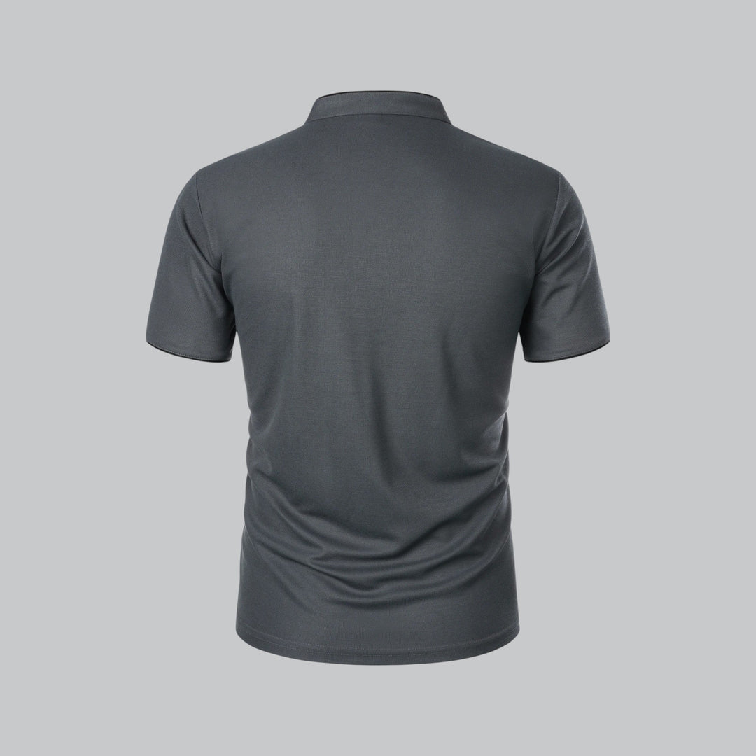Polo Shirt Mens Grandad Collar Short Sleeve Contrast Piping Tailored Fit Layering - image 9