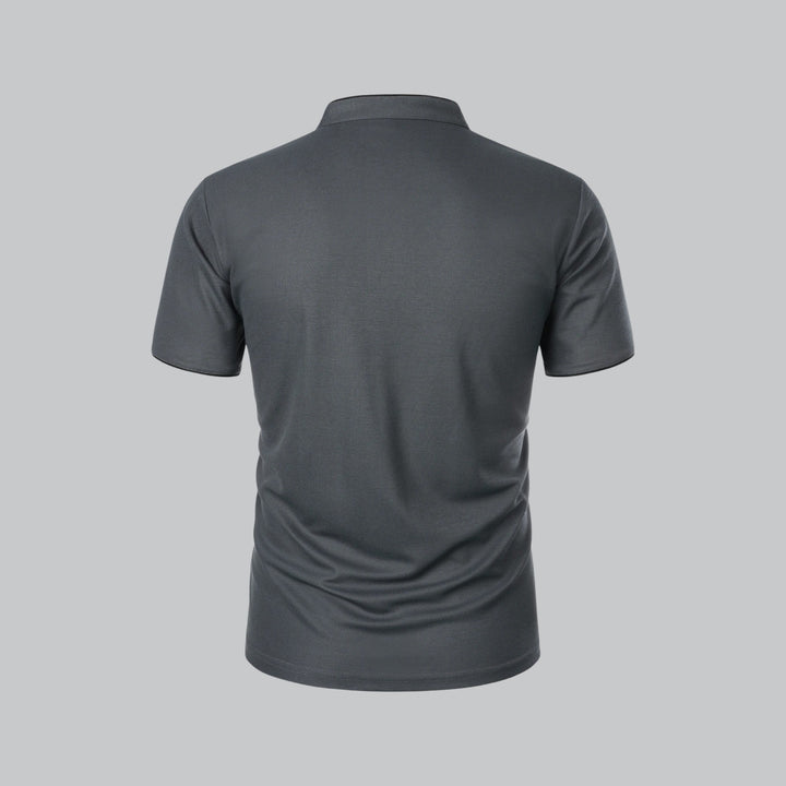 Polo Shirt Mens Grandad Collar Short Sleeve Contrast Piping Tailored Fit Layering - image 9