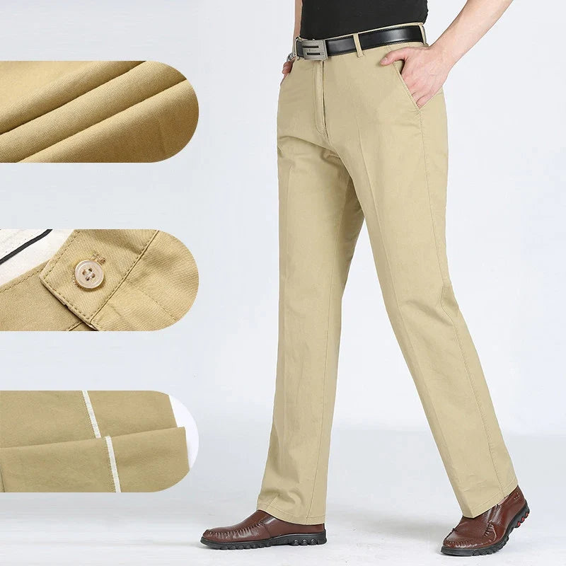 Chino Trousers Mens Straight Leg Smart Casual Flat Front Belt Loops Office - image 3