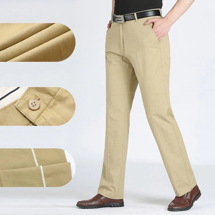 Chino Trousers Mens Straight Leg Smart Casual Flat Front Belt Loops Office - image 3