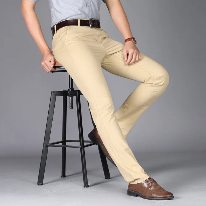 Chino Trousers Mens Straight Leg Smart Casual Flat Front Belt Loops Office - image 4