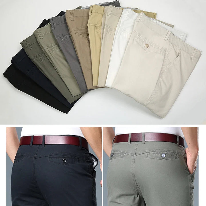 Chino Trousers Mens Straight Leg Smart Casual Flat Front Belt Loops Office - image 5