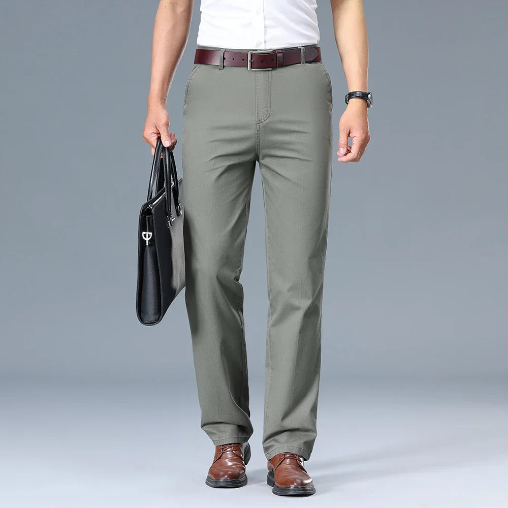 Chino Trousers Mens Straight Leg Smart Casual Flat Front Belt Loops Office - image 7