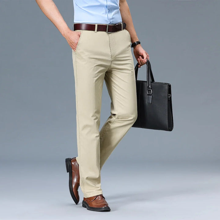Chino Trousers Mens Straight Leg Smart Casual Flat Front Belt Loops Office - image 8