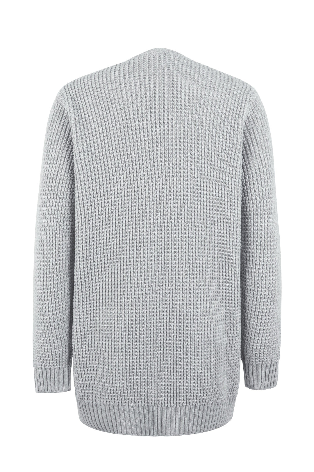 Cardigan Womens Open Front Waffle Knit Patch Pockets Mid Hip Length - image 7