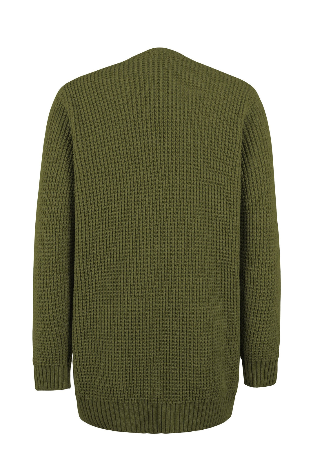 Cardigan Womens Open Front Waffle Knit Patch Pockets Mid Hip Length - image 16