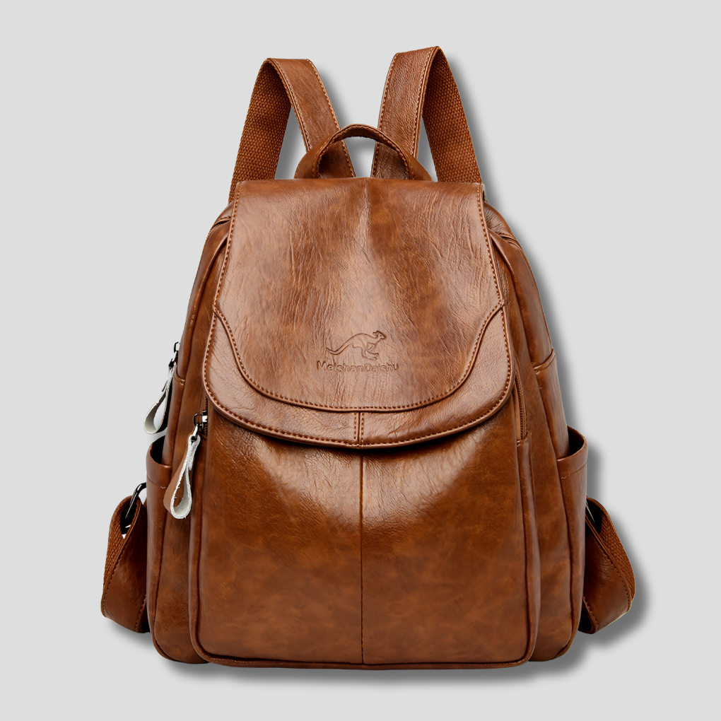 Anti Theft Backpack Womens Leather-Look Flap Top Handle Adjustable Straps Zip Pockets - image 6