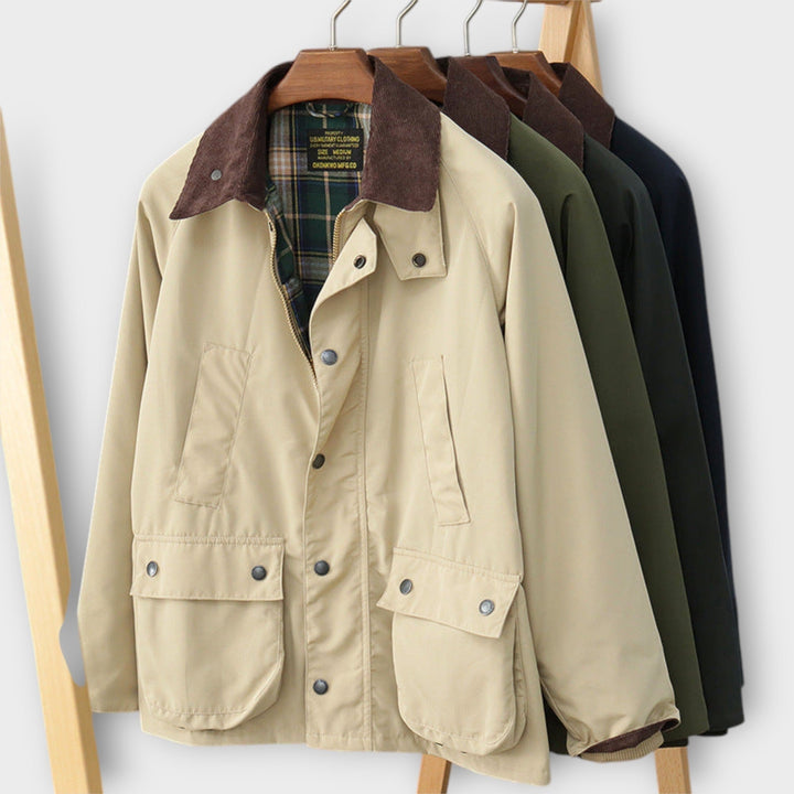 Field Jacket Mens Corduroy Collar Check Lined Zip Stud Front Raglan Sleeve Regular Fit - image 11